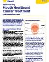 Mouth Health Cancer Treatment information flyer with a circular mouth diagram and blue text.