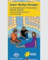 Book cover titled Cancer Health Messages; four people sit with books on a blue yellow background.