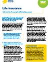 Australian life insurance infographic with blue headings and yellow callout boxes on white background.