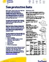 Poster titled Sun protective hats showing hat style diagrams and sun safety tips.