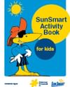 SunSmart Activity Book for kids cover with a blue background, yellow sun, and cartoon character.
