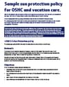 Policy document page about sun protection for OSHC and vacation care with blue headings.