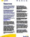 Two-column Sunscreen information brochure with blue headings and yellow footer.