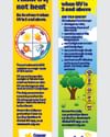 Two vertical orange-and-blue Australian safety posters with diagrams, a tree image, and logos.