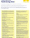 Infographic with blue header reading 'The A to Z of fundraising ideas' and two yellow columns of tips.