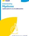Banner for Understanding Myeloma by Cancer Council NSW; blue header, yellow curve with white bicycle icon.