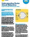 Poster on Understanding Ocular Melanoma; left text, right yellow box with eye diagram.