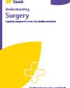 Cover of Cancer Council's Understanding Surgery; purple and blue accents with a yellow curved shape.