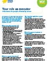 Two-column informational flyer about the role of the executor, with headings and bullet points.
