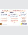 Banner poster with blue background, yellow circle reading "Tackling Tobacco", and a multicolored stacked chart.