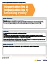 Poster-style notice about Smoking Policy with an orange header and grey text blocks.