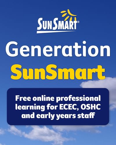 SunSmart banner on blue sky with Generation SunSmart and a blue callout for free online learning.