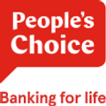 Red rounded-square logo with white 'People's Choice' text and the slogan 'Banking for life'.