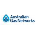 Australian Gas Networks logo with blue teardrop flame icon and blue text on white